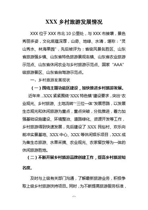 乡村旅游发展情况汇报