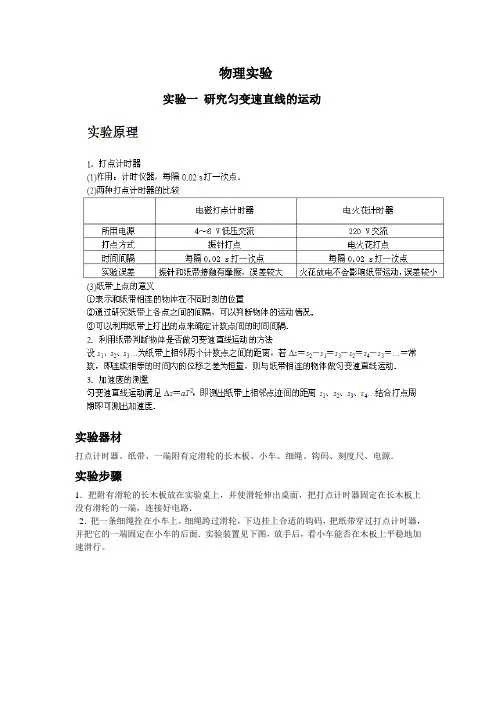 高中必考物理实验