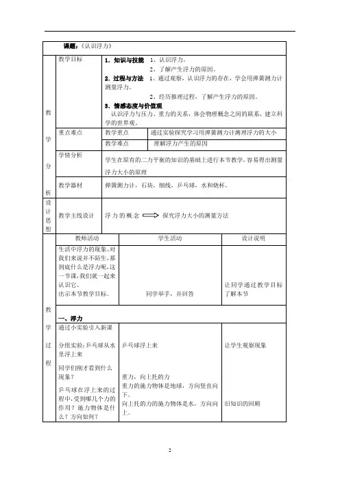沪科版物理八年级下册 9.1认识浮力课件