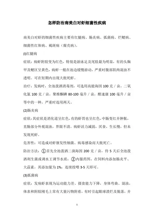怎样防治南美白对虾细菌性疾病
