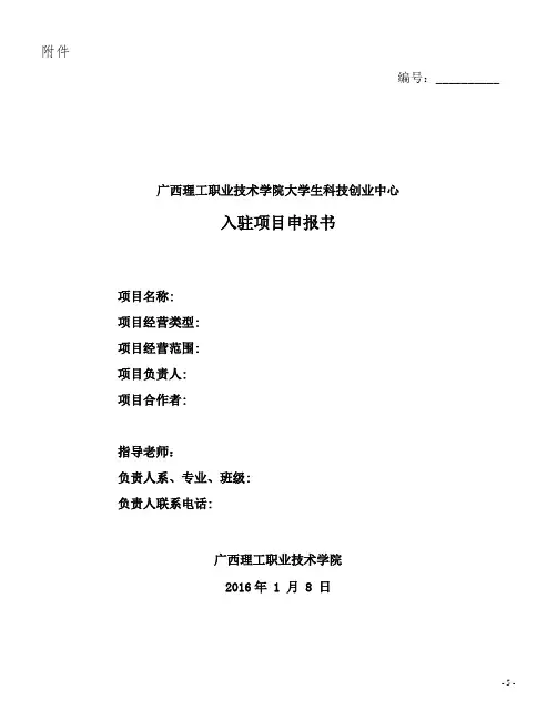 项目申报书模板