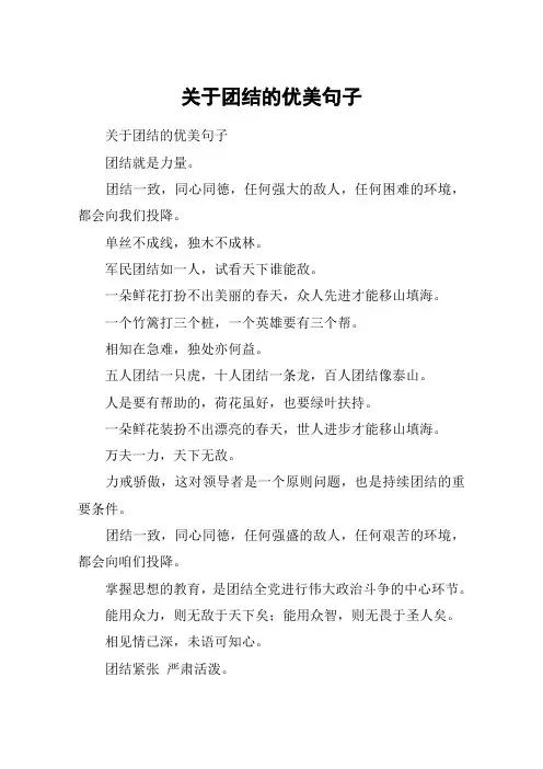 关于团结的优美句子