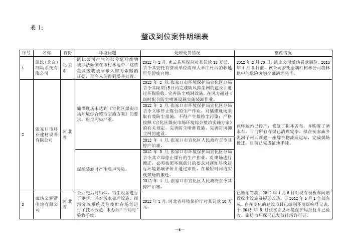 整改到位案件明细表