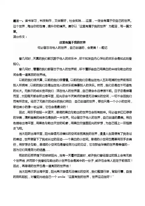 满分作文-这里有属于我的世界