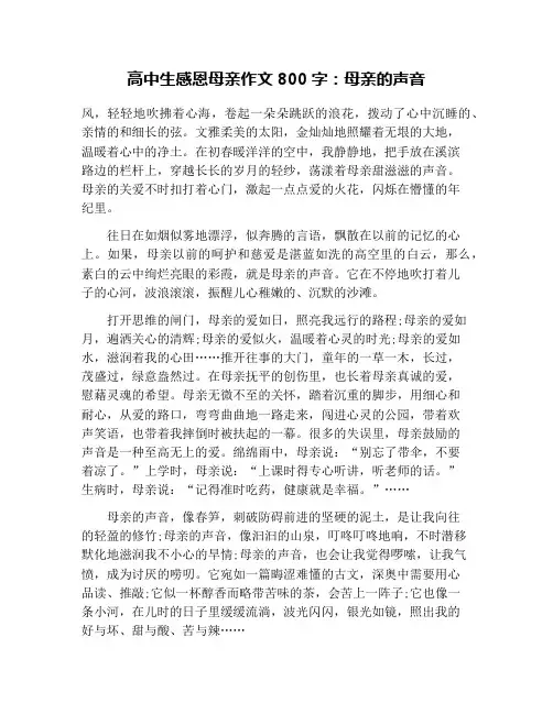 高中生感恩母亲作文800字：母亲的声音