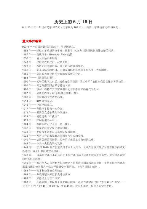 历史上的6月16日