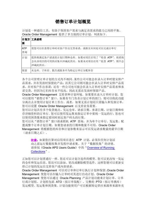 销售订单计划概览