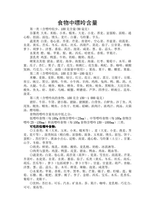 嘌呤高食物