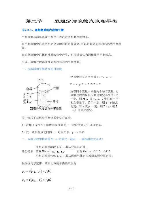 第二节--双组分溶液的汽液相平衡