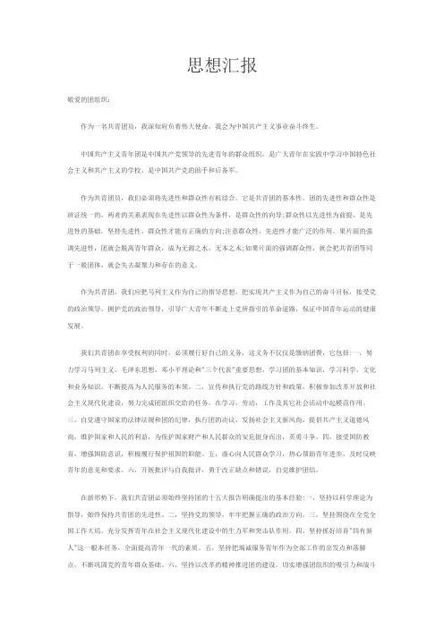 团员思想汇报 3