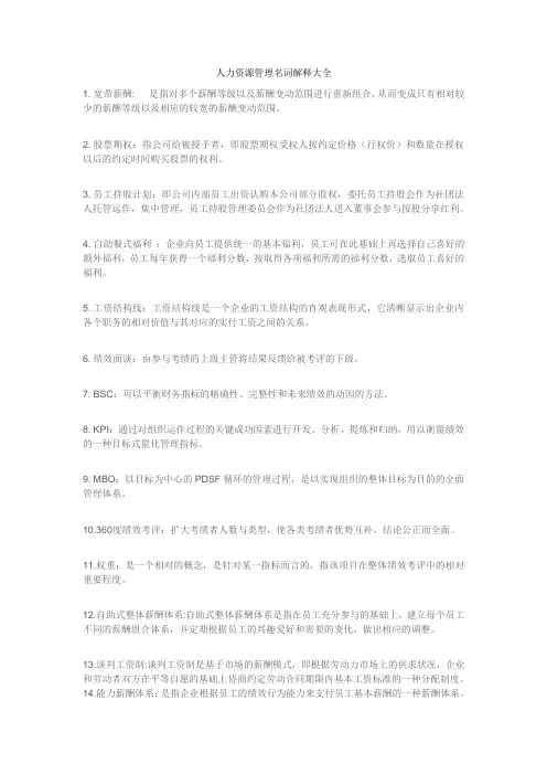 人力资源管理名词解释大全