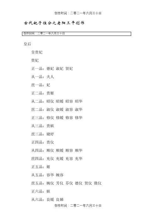 古代妃子位分