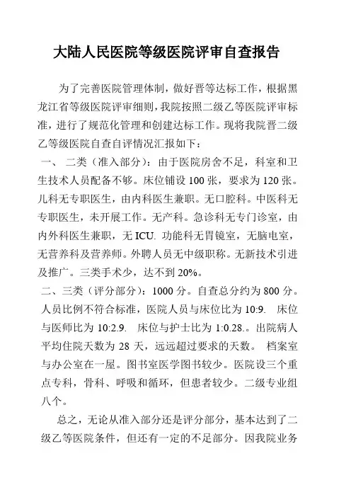 医院自查报告