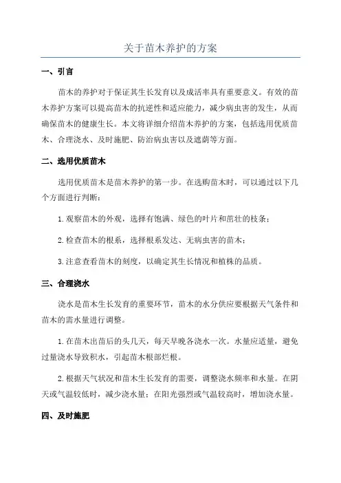 关于苗木养护的方案