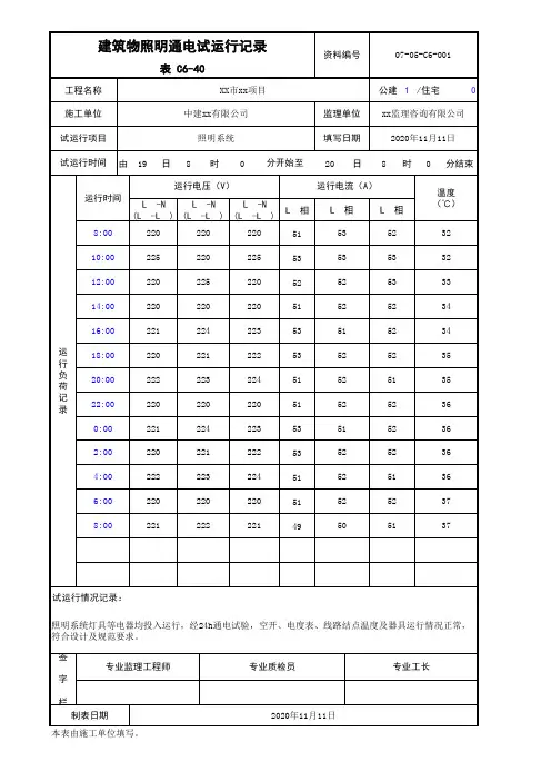 C6-40_建筑物照明通电试运行记录