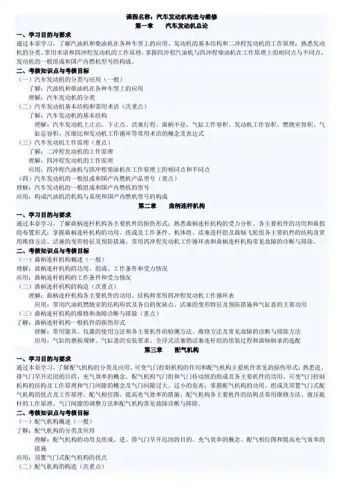 汽车发动机构造与维修