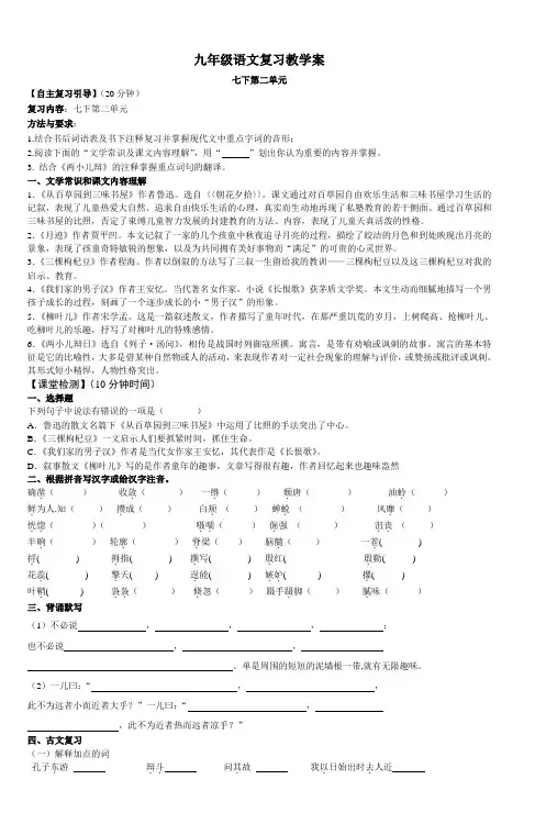 九年级语文复习教学案 (2)