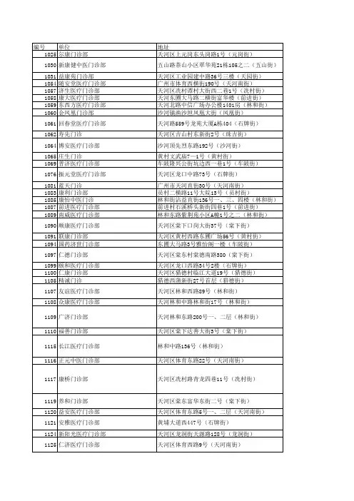 广州天河区医疗机构单位名称