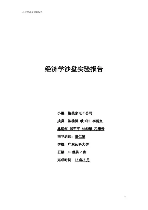 经济学沙盘实验报告-家电C