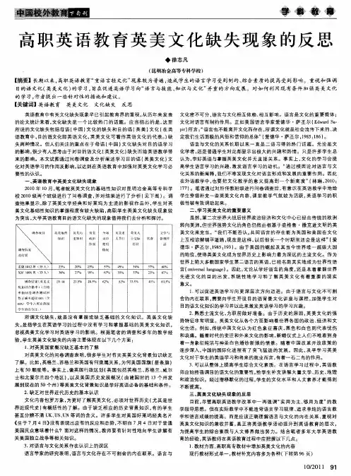 高职英语教育英美文化缺失现象的反思