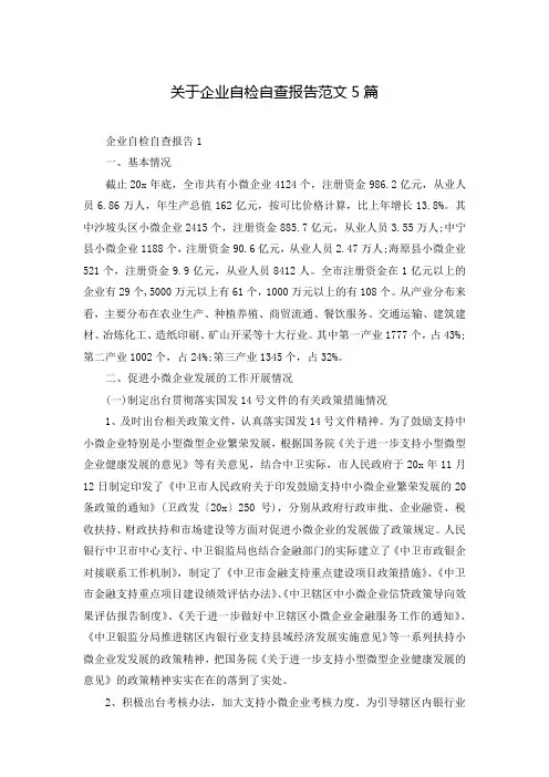 关于企业自检自查报告范文5篇