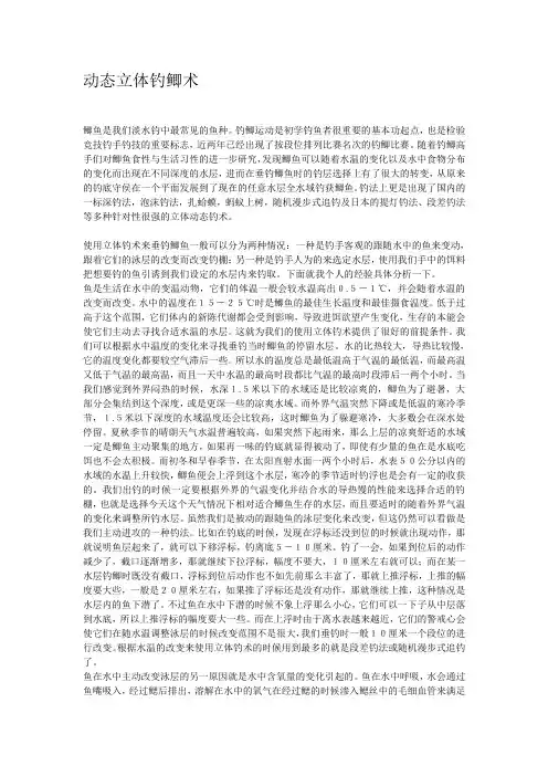 动态立体钓鲫术