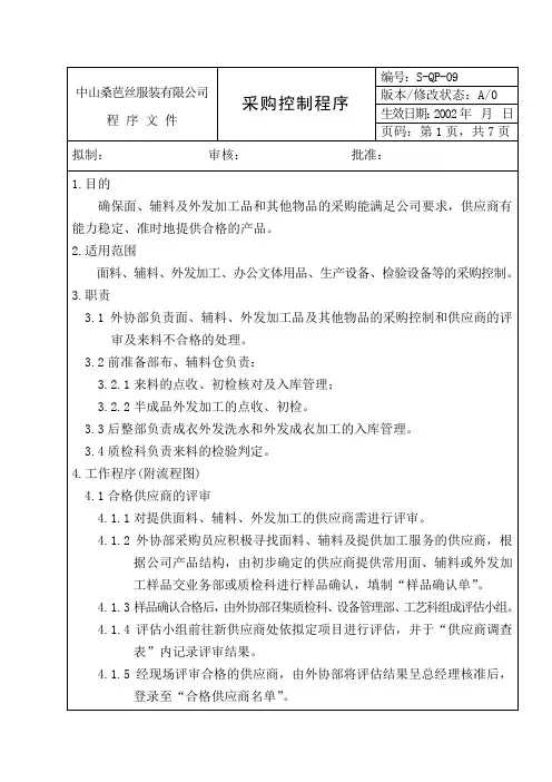 采购控制程序