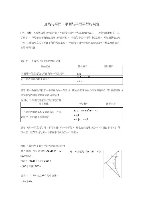直线与平面、平面与平面平行的判定(附答案)