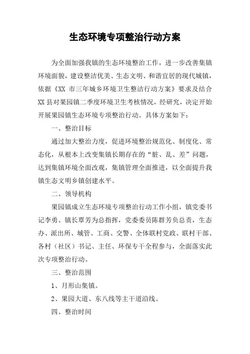 生态环境专项整治行动方案