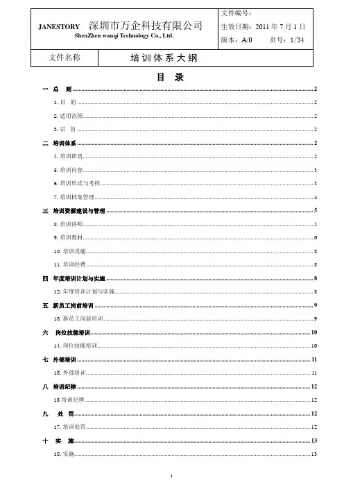 公司培训体系管理制度