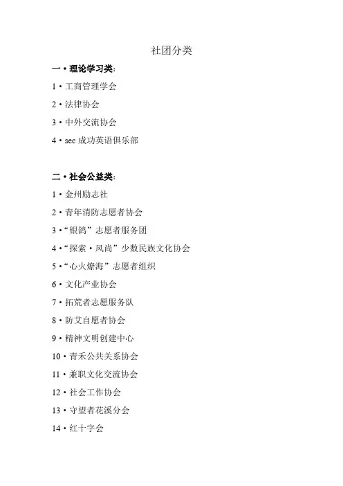 社团分类