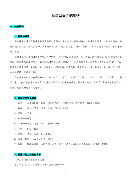 诗歌鉴赏之羁旅诗(知识+题目)