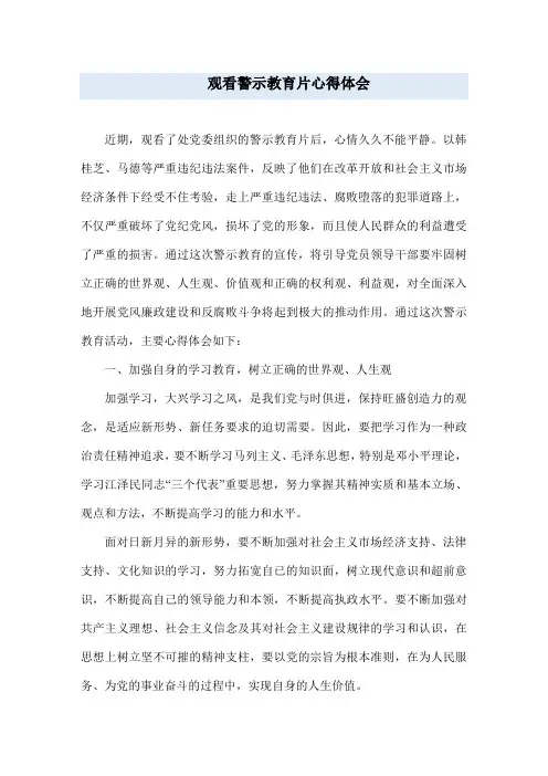 观看警示教育片心得体会 3