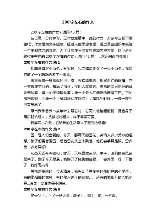 200字左右的作文（通用45篇） 2