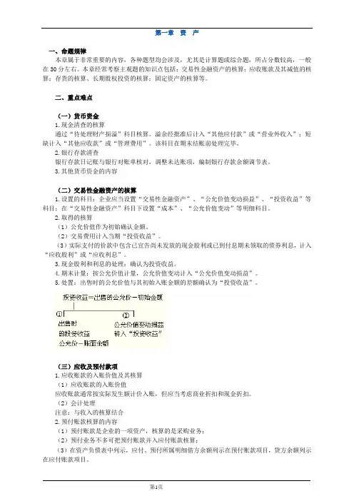 2012初级会计实务 第一章 资产【习题+解析】