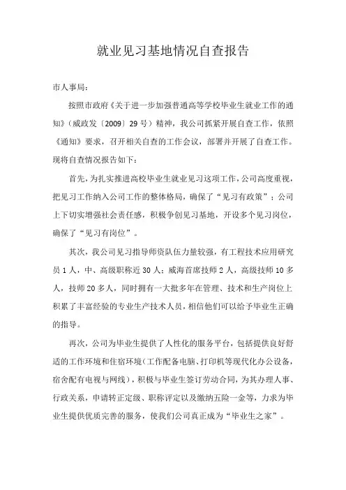 就业见习基地情况自查报告