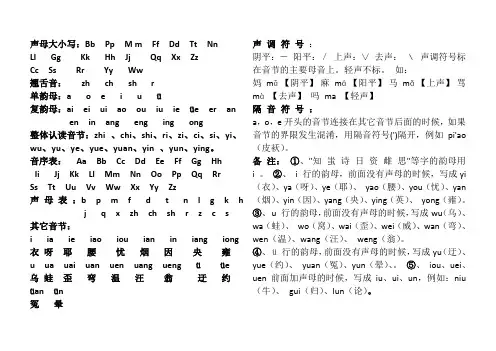 汉语拼音表和大小写(已整理)