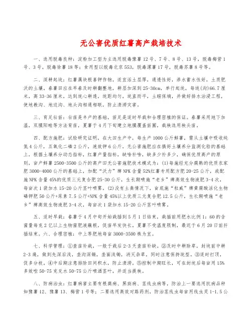 无公害优质红薯高产栽培技术