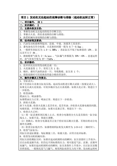 发动机故障诊断与排除