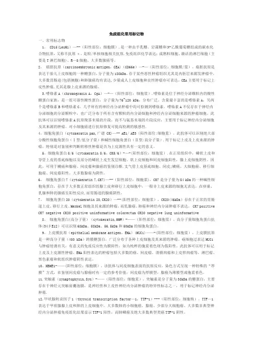 免疫组化常用标记物