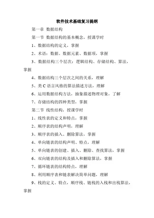 软件技术基础复习提纲