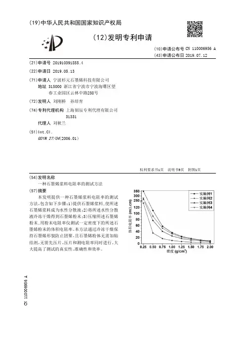 【CN110006956A】一种石墨烯浆料电阻率的测试方法【专利】