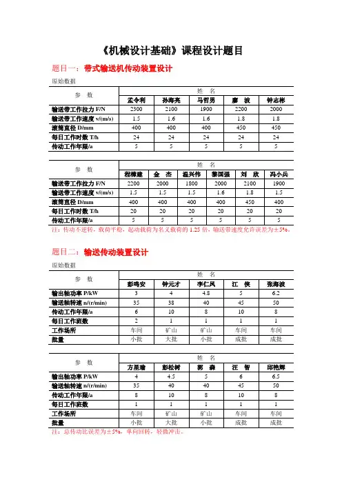 《机械设计基础》课程设计
