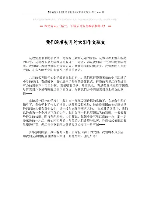 【精编范文】我们迎着初升的太阳作文范文-范文word版 (1页)