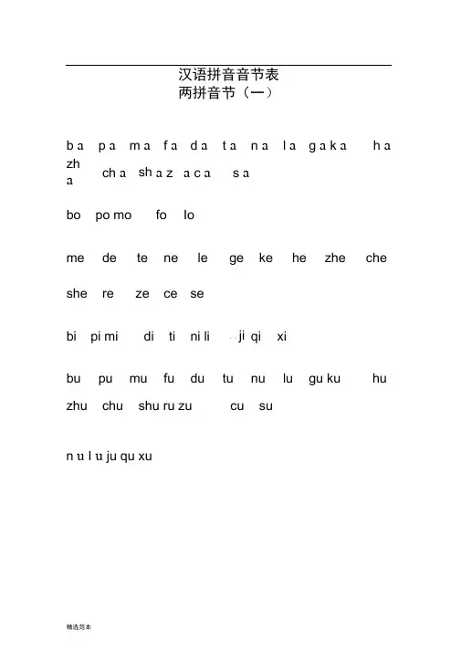 汉语拼音音节表(全)