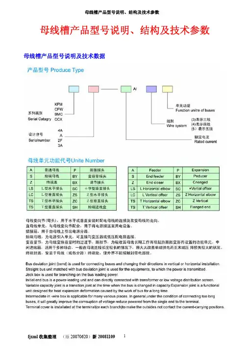 母线槽产品型号说明、结构及技术参数