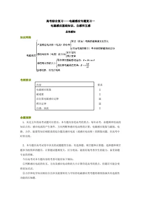【精品】2011北京高考第二轮综合专题复习----电磁感应专题复习一