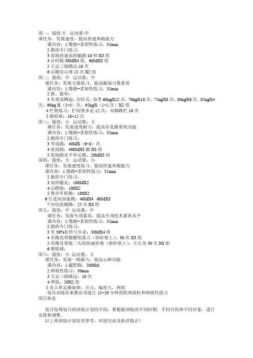 高考体育训练计划