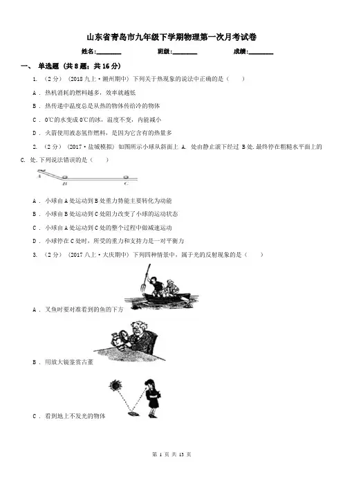山东省青岛市九年级下学期物理第一次月考试卷
