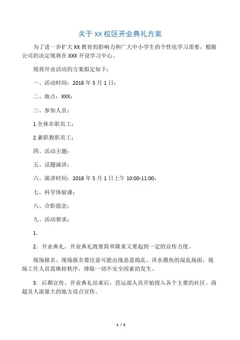开业方案